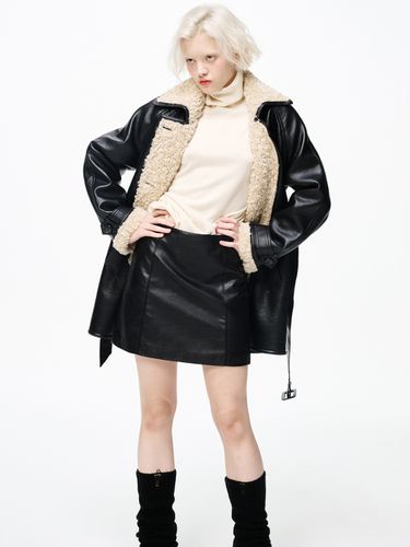 Faux Shearling Trench Half Coat Set - Bquiet - Modalova