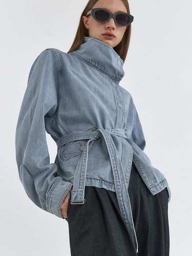 Volume Sleeve Denim Jacket_Blue - HACIE - Modalova