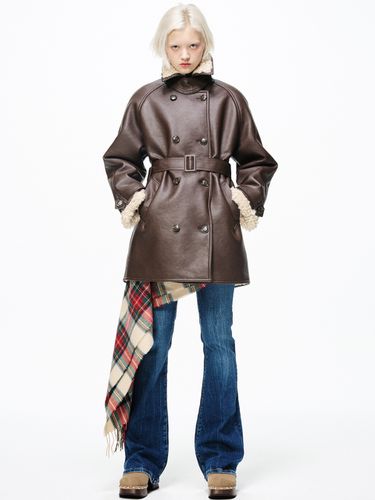 Faux Shearling Trench Half Coat - Bquiet - Modalova