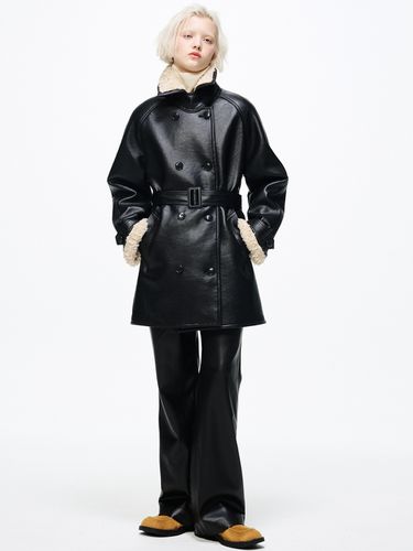 Faux Shearling Trench Half Coat - Bquiet - Modalova