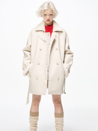 Unisex Faux Shearling Trench Half Coat - Bquiet - Modalova