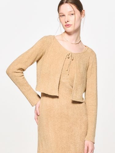 Boucle Ribbed Strap Cardigan_Beige - GENERAL IDEA - Modalova