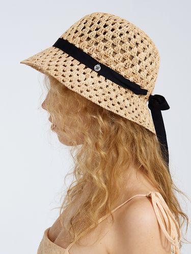 Marina Ribbon Raffia Hat - WHITE SANDS - Modalova