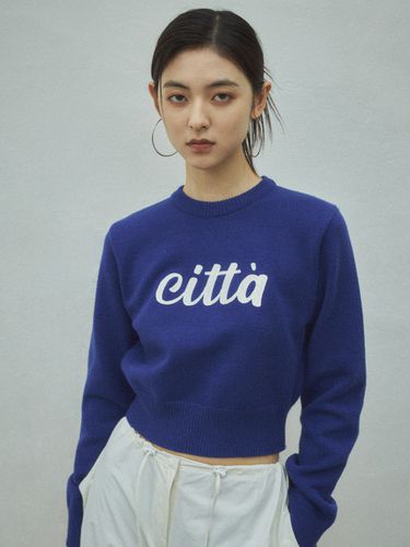 Chain Stitch Logo Round Knit (Blue) - CITTA - Modalova