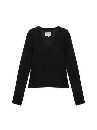 Stitch V-Neck Slim Top - Black - Matin Kim - Modalova