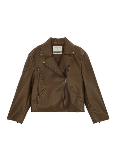 Vintage Washed Faux Leather Jacket - Matin Kim - Modalova