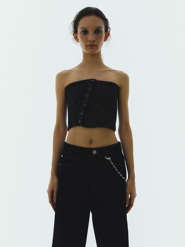 Glittering Knit Tube Top (Black) - DIAGONAL - Modalova