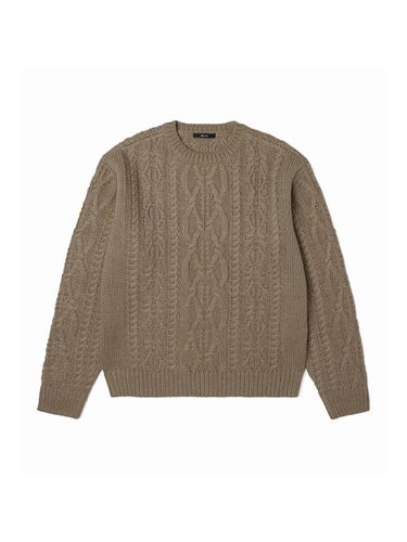 Unisex Cable Pullover_Light Beige - ADHOC - Modalova