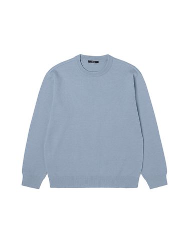 Mens Basic Crewneck Knit Top_Sky Blue - ADHOC - Modalova