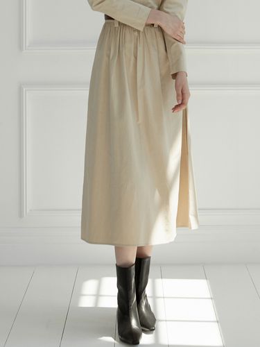 Shirred Skirt - Beige - Amour moier - Modalova