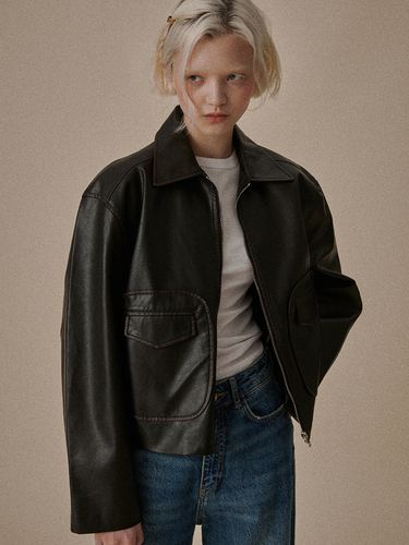 Vegan Leather Pocket Jacket - OVT-U - Modalova