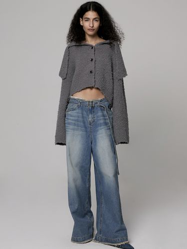 Wool Blended Sailor Cardigan _ Gray - Porta - Modalova