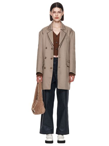 Dropped Shoulder Long Double Jacket_Beige - Matin Kim - Modalova