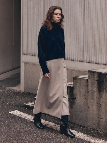 Wool A Line Wrap Midi Skirt_2 Color - Carriere - Modalova