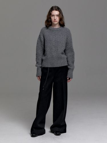 Italian Wool Blend Half Banding Belted Pants_Black - Carriere - Modalova