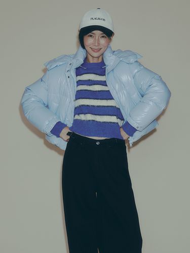 Detachable Hood Crop Down Jumper_Blue - PLAC - Modalova