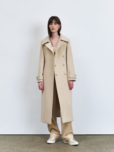 Double Breast Slim Wool Coat With Leather Belt - KUME - Modalova