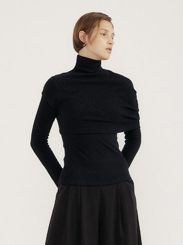 Two-way Cape Turtleneck Sleeve Set_Black - Lucirzu - Modalova