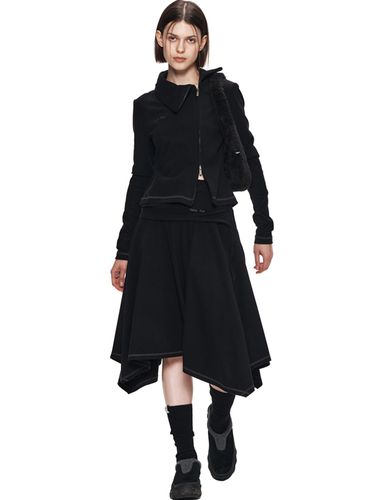 Asymmetric Flare Jersey Skirt_Black - Matin Kim - Modalova