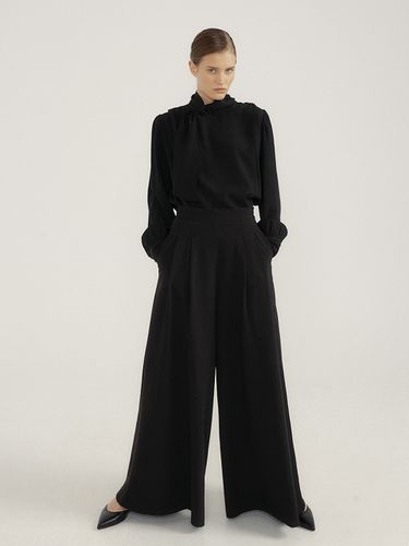 Wool Palazzo Pant_Black - Lucirzu - Modalova