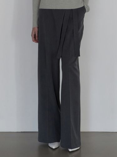 Wrap Out-Pocket Wide Slacks_Charcoal - ouie - Modalova