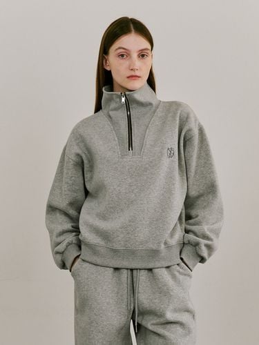 Half Zip Up Collar Sweatshirts_Melange Gray - Nouve - Modalova