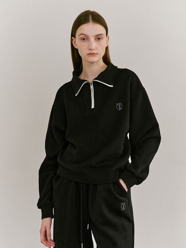 Half Zip Up Collar Sweatshirts_Black - Nouve - Modalova