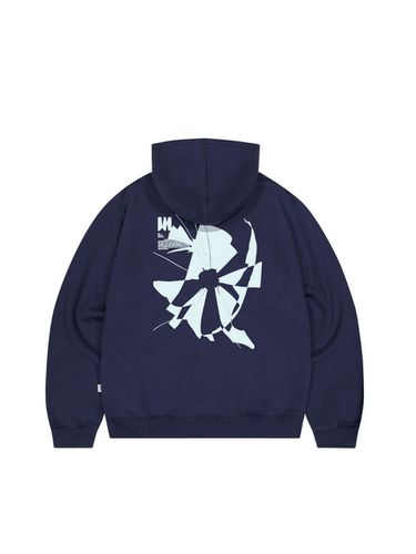 Relaxed Fit Print Hoodie - Navy - MEA - Modalova