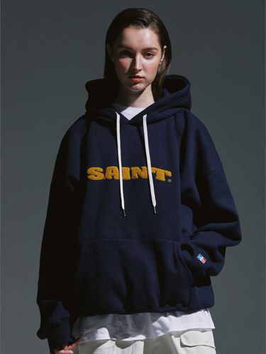 Loop Stitch Logo Hoodie _ Navy - SAINTPAIN - Modalova