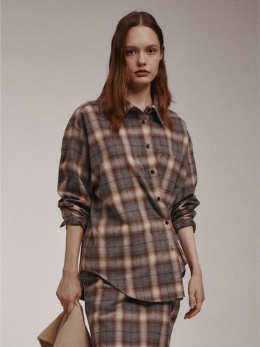 Japanese Cotton Two Way Check Shirt_Dark Gray - Carriere - Modalova