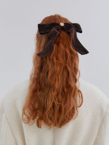 Velvet Classic Ribbon Hairpin_Brown - ANOETIC - Modalova