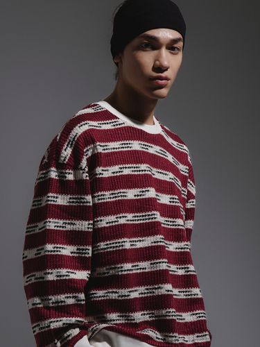 Bold Stripe Knit Sweater - Red - CAMELWORK - Modalova