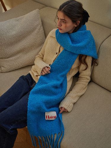 Fluffy Heavy Wool Scarf_Blue - HAINT - Modalova