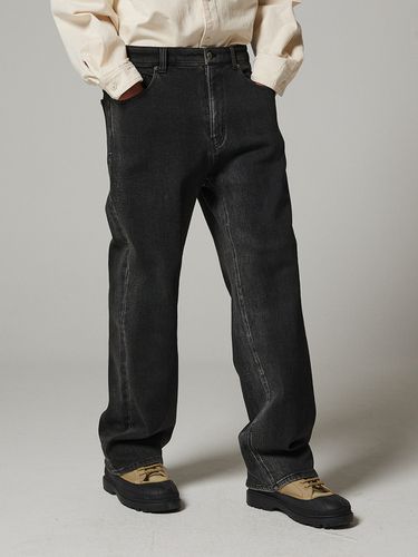 Wide-Fit Fleece-Back Denim Pants _ - MAGOODGAN - Modalova