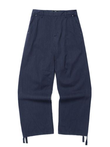 Curved Cotton Pants - Navy - EASTSERVICESHOP - Modalova