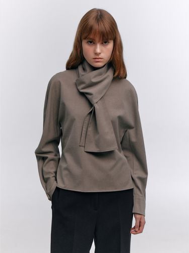 Wool Blend Dolman Sleeve Scarf Blouse_2 Color - Carriere - Modalova