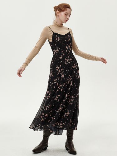 Flower Lace Slip Dress (Black) - ouel - Modalova