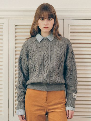 Aran Cable Knit Sweater Gray - ROLAROLA - Modalova