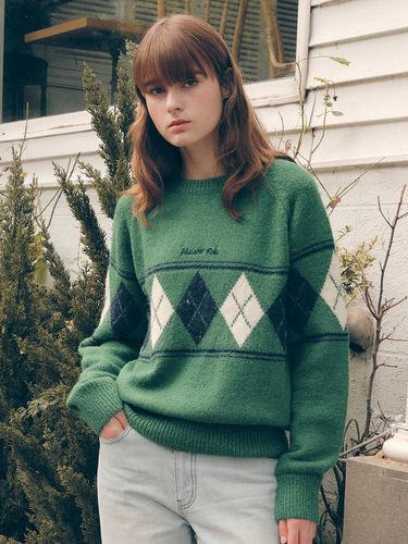 Aran Knit Pullover Green - ROLAROLA - Modalova