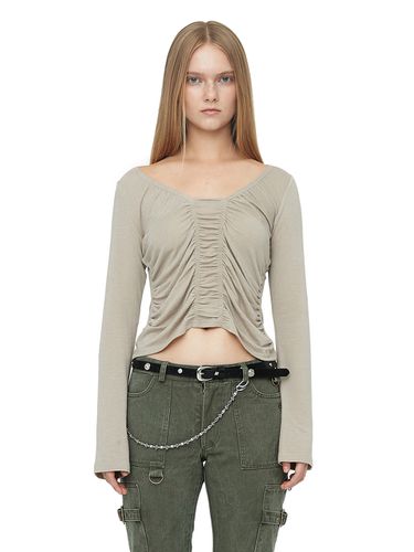 Front Shirring Top_Beige - CERRIC - Modalova