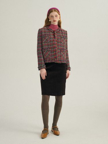 Burgundy Tweed Jacket - Sincethen - Modalova