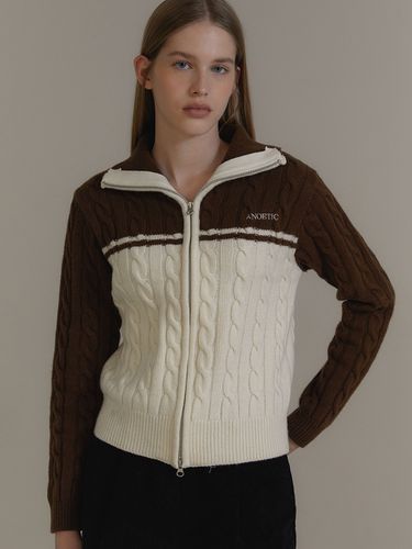 Two-Way Coloring Zip-Up_Brown - ANOETIC - Modalova