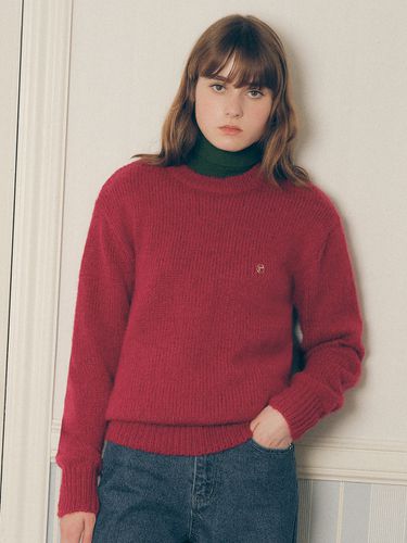 Hairy Blend Knit Pullover Burgundy - ROLAROLA - Modalova