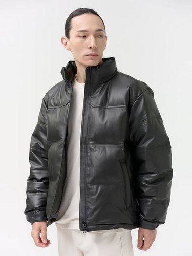 Leather Down Puffer Jacket - Gray - DREAMWORLD - Modalova