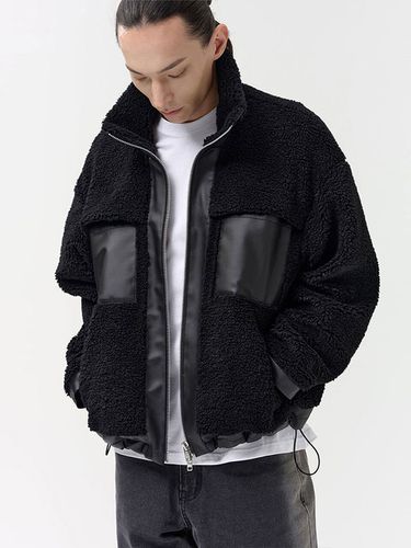 Shearling 1/2 Zip Up Jacket - Black - DREAMWORLD - Modalova