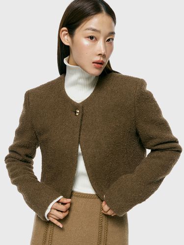 Crop Tweed Jacket - Brown - ARCHAIC - Modalova