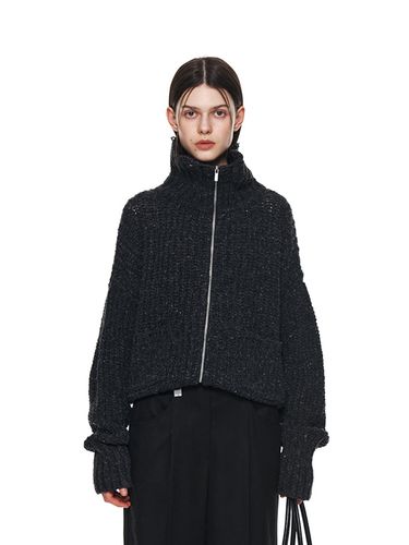 Damage Ribbed High Neck Zip-Up - Matin Kim - Modalova