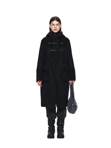 Fleece Hoody Duffle Coat - Black - Matin Kim - Modalova