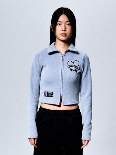 Heart Band Cropped Zip-Up Cardigan _ - FREAKISH BUILDING - Modalova