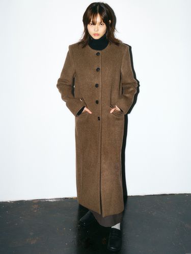 Wool Round Long Coat - Brown - ARCHAIC - Modalova